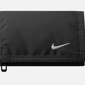 Nike Black Tri-Fold 1 pack Wallet with Silver Swoosh
